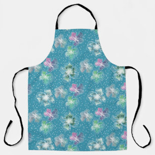Abstract flowers on beautiful light blue tones apron