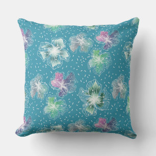 Abstract flowers on beautiful light blue tones cushion