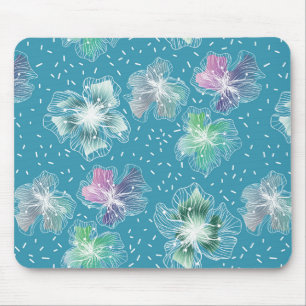 Abstract flowers on beautiful light blue tones mouse mat