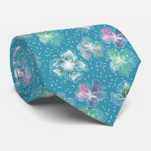 Abstract flowers on beautiful light blue tones tie