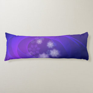 Abstract Flowers On Folded Indigo Background Body Cushion