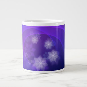 Abstract Flowers On Folded Indigo Background Large Coffee Mug