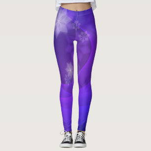 Abstract Flowers On Folded Indigo Background Leggings