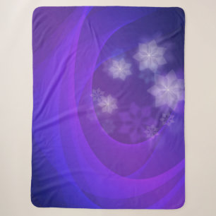 Abstract Flowers On Folded Indigo Background Sherpa Blanket