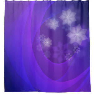 Abstract Flowers On Folded Indigo Background Shower Curtain