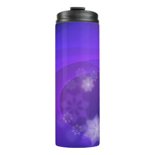 Abstract Flowers On Folded Indigo Background Thermal Tumbler