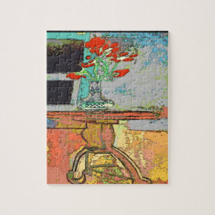 Abstract Flowers on Table Jigsaw Puzzle