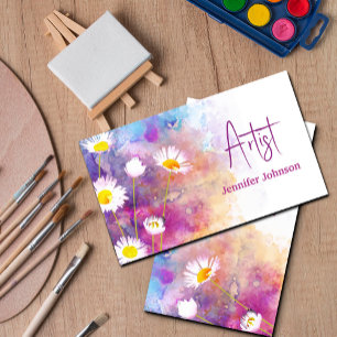  Abstract  Flowers Paint Watercolor Artist  Business Card