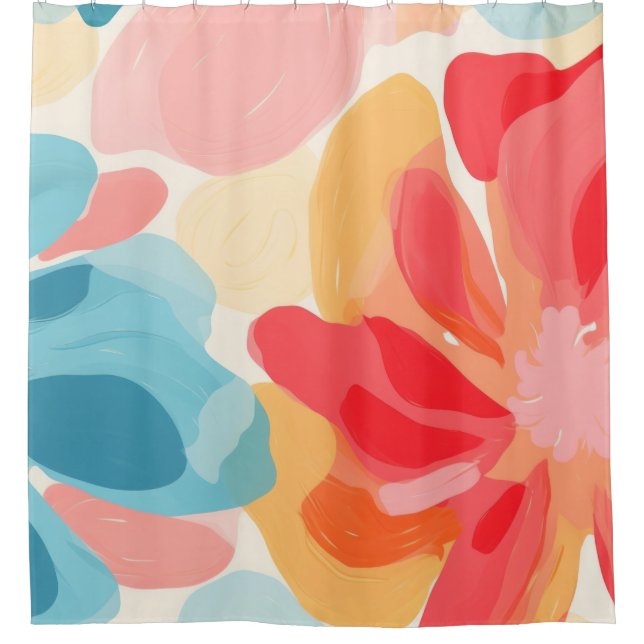  Abstract flowers painting Shower Curtain (Front)