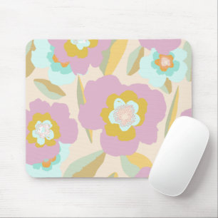 Abstract Flowers Pastel Lilac Floral Pattern Mouse Mat