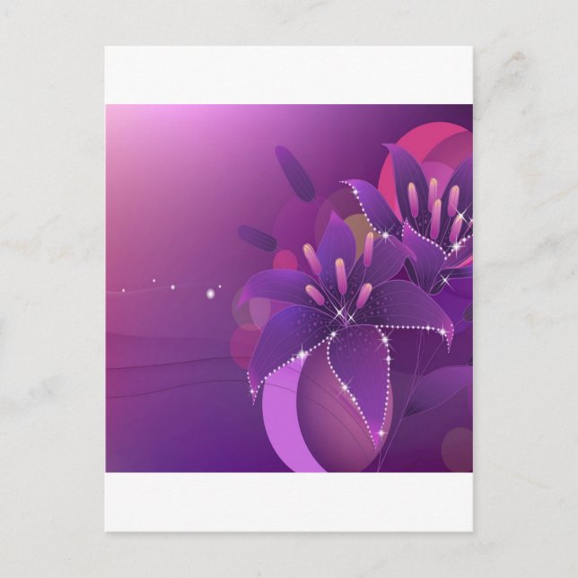 Abstract Flowers Purple Lillies Postcard (Front)