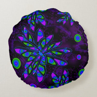 Abstract flowers round cushion