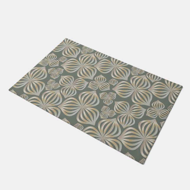 abstract flowers seamless golden grey + your ideas doormat (Angled)