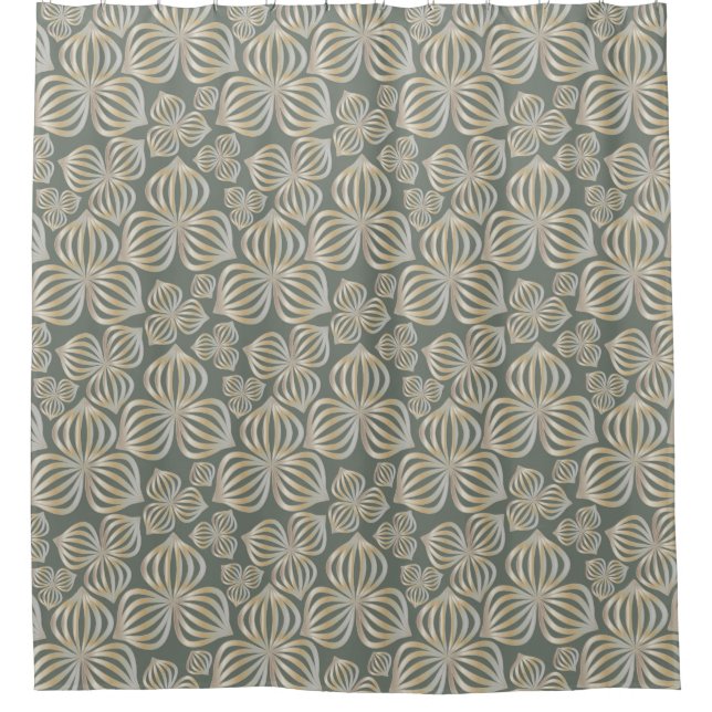 abstract flowers seamless golden grey + your ideas shower curtain (Front)