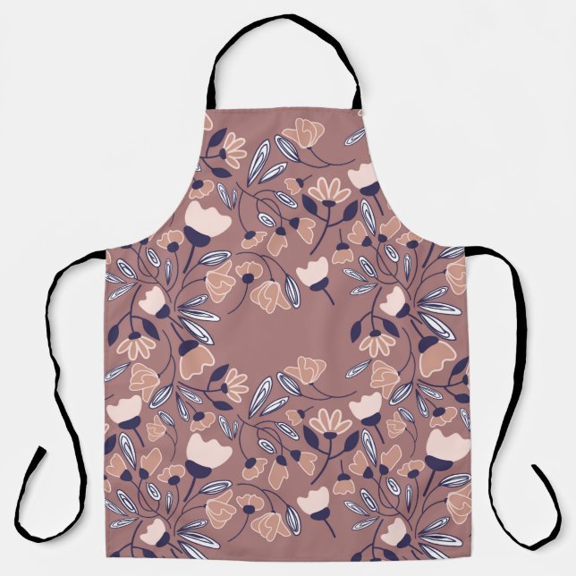 Abstract flowers seamless pattern. Colourful backg Apron (Front)