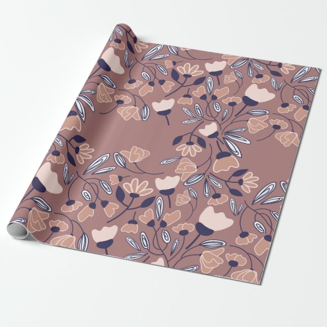 Abstract flowers seamless pattern. Colourful backg Wrapping Paper (Unrolled)