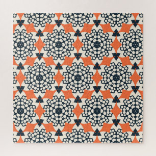 Abstract Flowers: Simple Geometric Vintage Jigsaw Puzzle