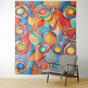 Abstract Flowers Tapestry