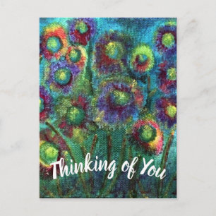 Abstract Flowers Thinking of You Postcard