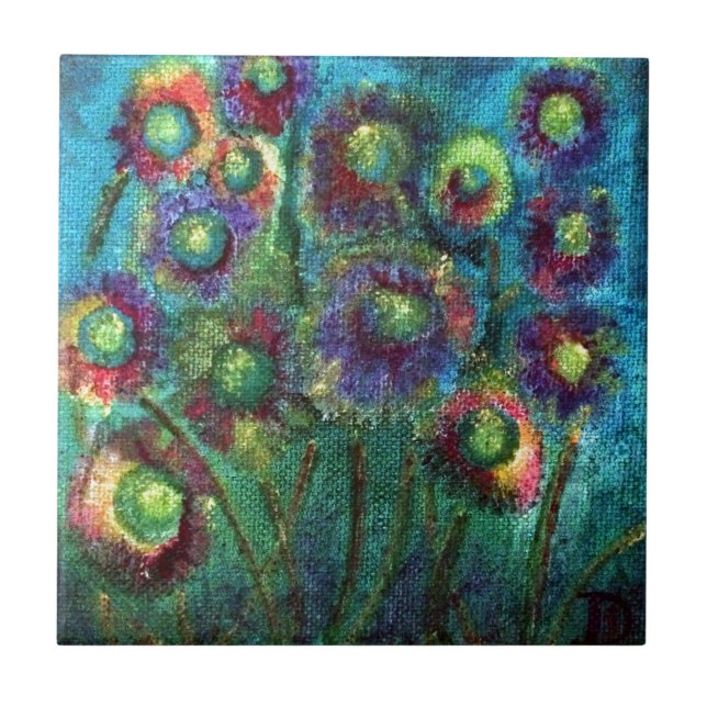 Abstract Flowers Tile (Front)