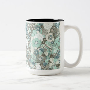 Abstract Flowers Two-Tone Coffee Mug