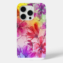 Abstract Flowers & Warm Watercolor