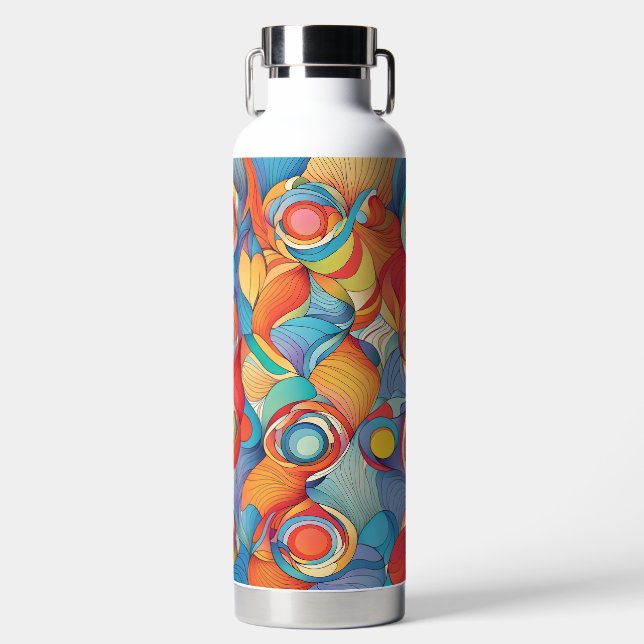 Abstract Flowers Water Bottle (Front)