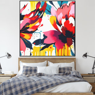 Abstract Flowers with White Background -   Canvas Print