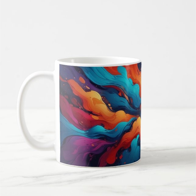 Abstract Flowing Colours Mug Pop Art Style (Left)