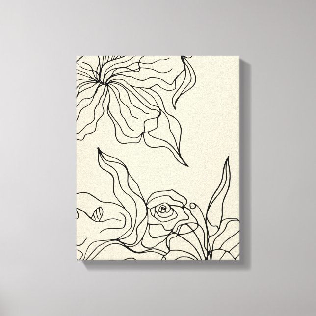 Abstract Flowing Floral Line Drawing Wall Art (Front)