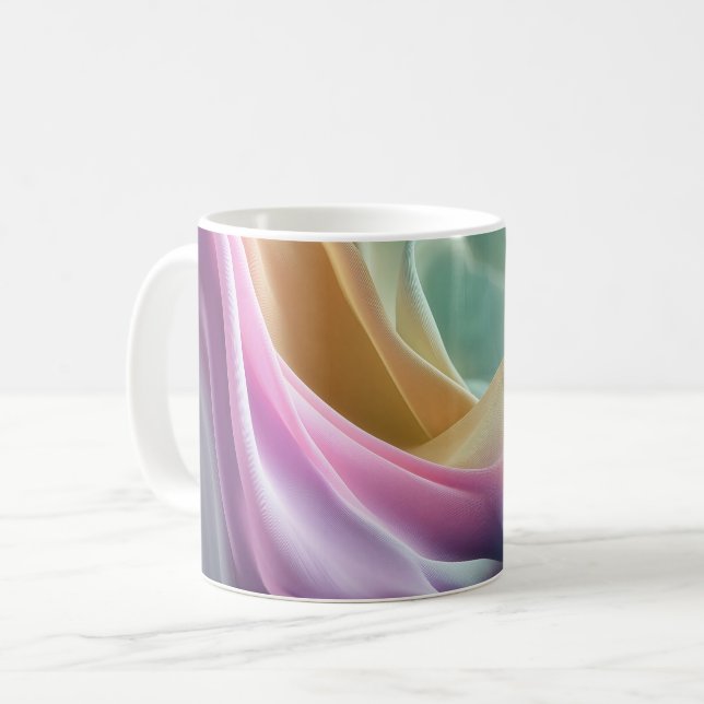 Abstract flowing pastel fabric texture coffee mug (Front Left)