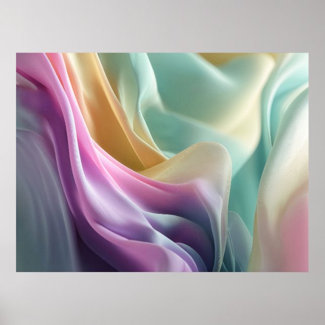Abstract flowing pastel fabric texture poster (Front)