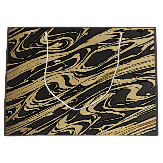 Abstract Fluid Art — Black Marble Effect Large Gift Bag