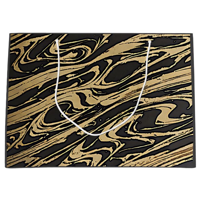 Abstract Fluid Art — Black Marble Effect Large Gift Bag (Front)