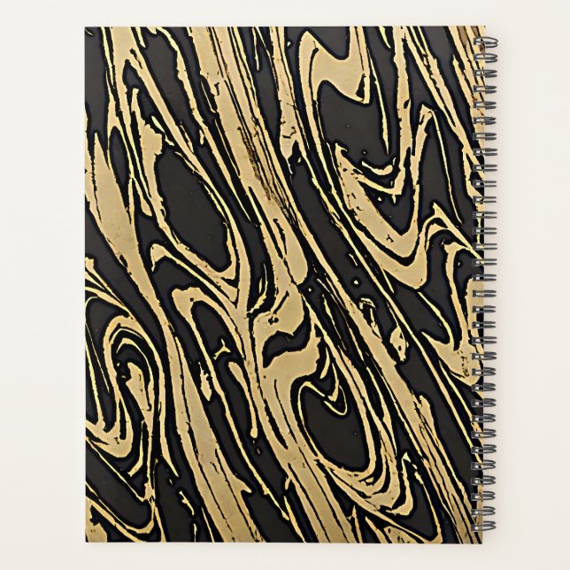 Abstract Fluid Art — Black Marble Effect Planner (Back)