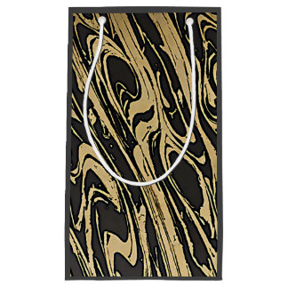 Abstract Fluid Art — Black Marble Effect Small Gift Bag