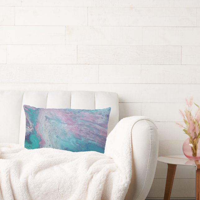 Abstract Fluid Art Blue Pink Accent Pillow (Couch)