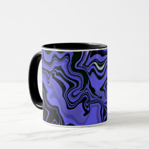 Abstract Fluid Art in Royal Blue, and Black Mug