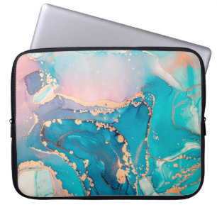 Abstract fluid art painting background in alcohol laptop sleeve
