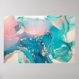 Abstract fluid art painting background in alcohol  poster