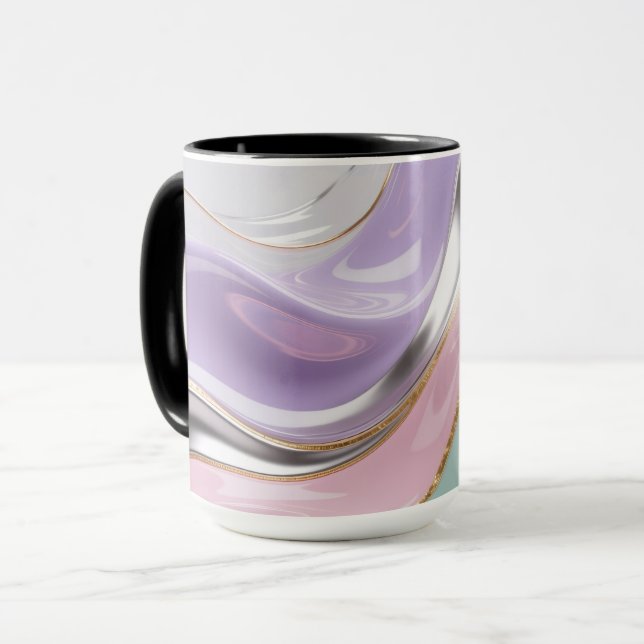 Abstract Fluid Art Pastel Mug – Trendy Pastel Art (Front Left)