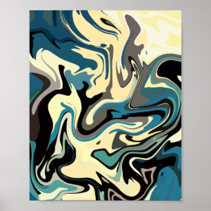 Abstract Fluid Art with Earthy Tones Poster