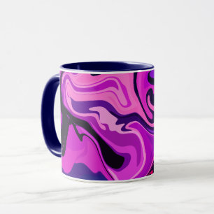 Abstract Fluid Art with Pink and Purple Swirls Mug