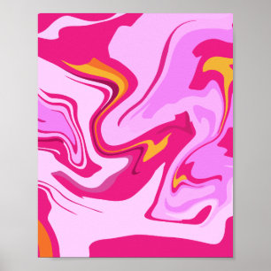 Abstract Fluid Art with Pink and purple Swirls Poster