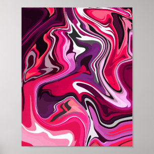 Abstract Fluid Art with Pink and Purple Swirls Poster