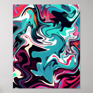 Abstract Fluid Art with Vibrant Colours Poster