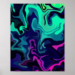 Abstract Fluid Art with Vibrant Colours Poster