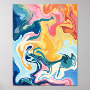 Abstract Fluid Art with Vibrant Colours Poster