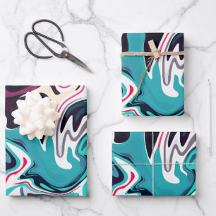 Abstract Fluid Art with Vibrant Colours Wrapping Paper Sheet