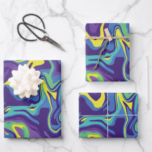 Abstract Fluid Art with Vibrant Colours Wrapping Paper Sheet